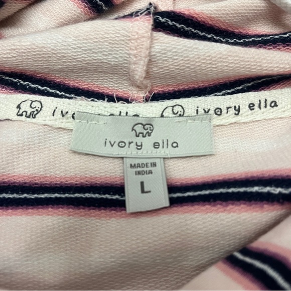 Ivory Ella Cropped Hoodie Striped Pink and Navy Blue size Large - Picture 12 of 12